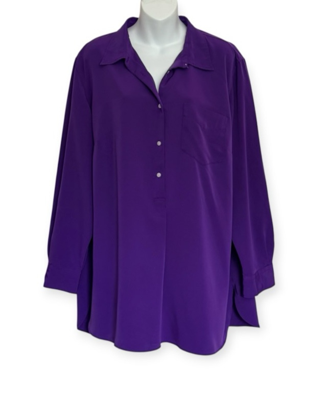 Lauren Ralph Lauren Deep Purple Button-Front Blouse Size 2X